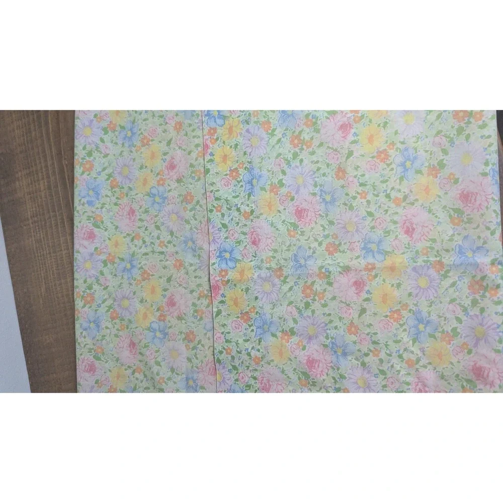 Burlington Vintage Floral Pillowcase Pastel Pink Blue Yellow Standard Percale